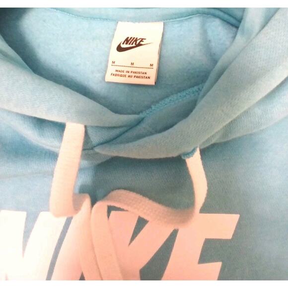Nike Sportswear Club Fleece Fall Log Hoodie Sweatshirt Men Sz M Aqua Long Sleeve - Picture 7 of 10